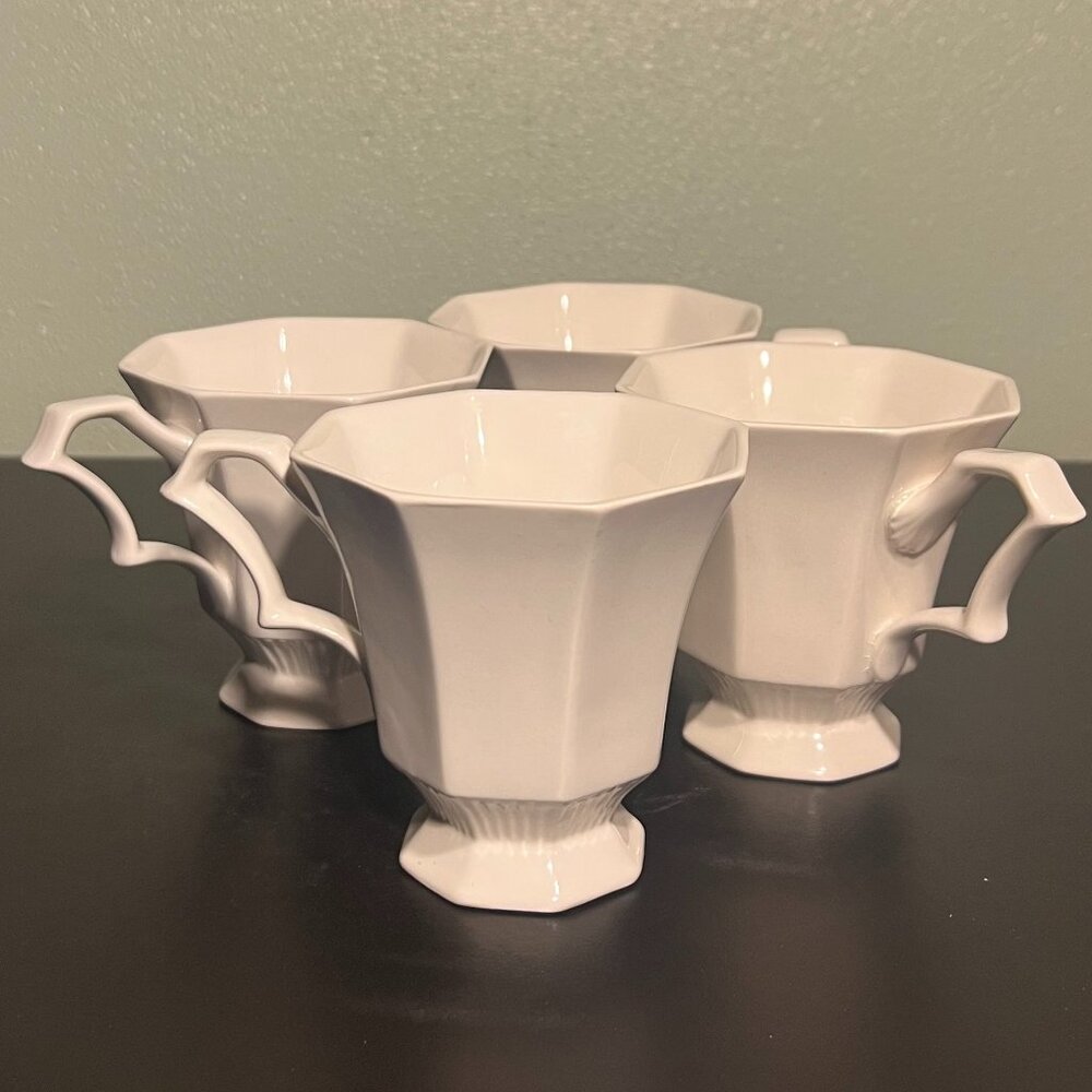 Set of 4 Vtg CASTLETON CHINA Independence Ironstone White Octagon  Cups ~ Japan
